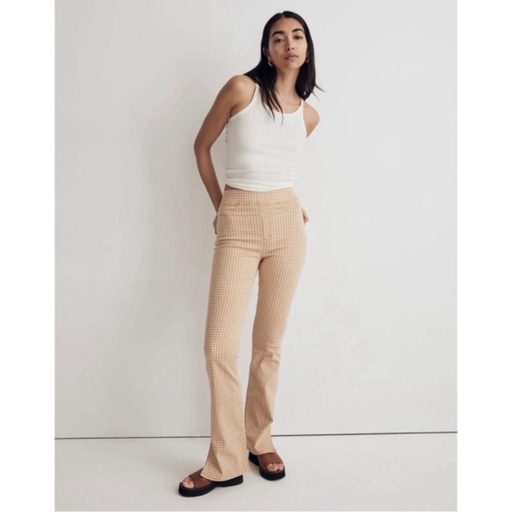 Madewell Pull-On Skinny Flare Jeans Mini Check Autumn Gold Size 27 New With Tags